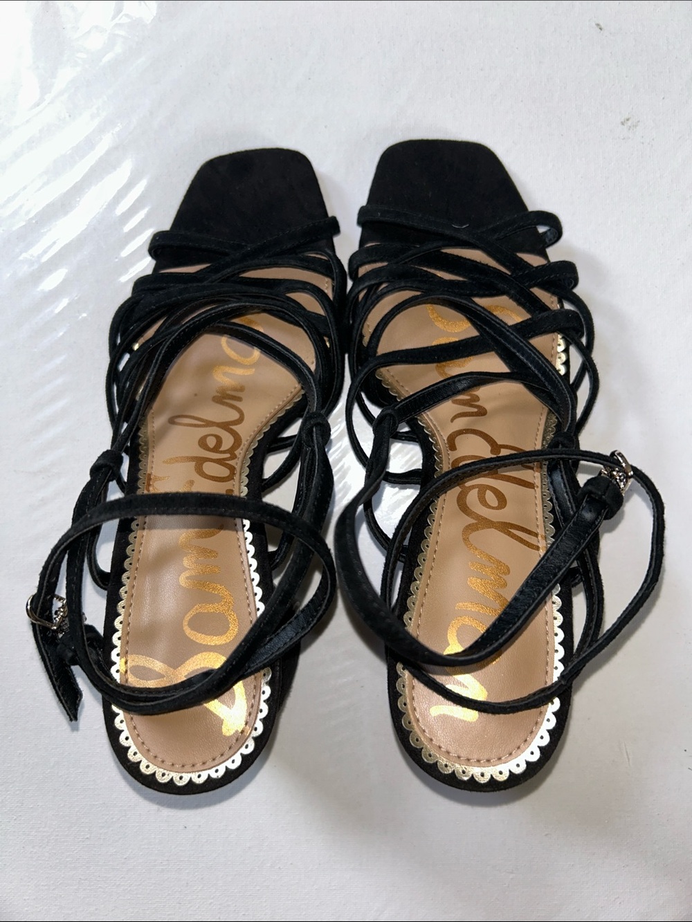 NWOB Sam Edelman Daffodil Black Strappy Lace-Up Heeled Sandals